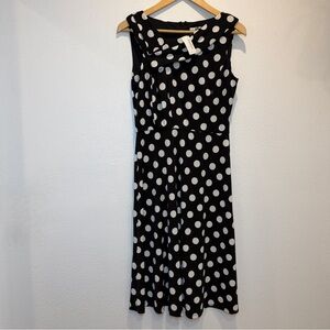 Neiman Marcus Black and White Polka Dot Midi Dress NWT Size 6